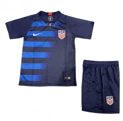 USA 2018/19 Away Kids Soccer Jersey Kit Children Shirt + Shorts