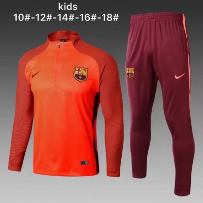 Kids Barcelona Training Suit Zipper Orange Stripe 2017/18