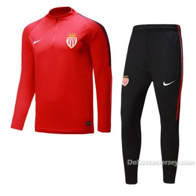 AS Monaco FC 2017/18 Red Training Kit(Zipper Sweat Shirt+Trouser)
