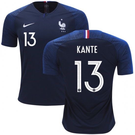 France 2018 World Cup N'GOLO KANTE 13 Home Shirt Soccer Jersey - Click Image to Close