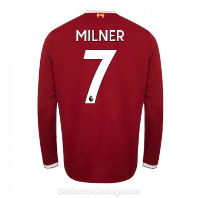 Liverpool 2017/18 Home Milner #7 Long Sleeved Shirt Soccer Jersey