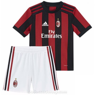 AC Milan 2017/18 Home Kids Kit Children Shirt And Shorts