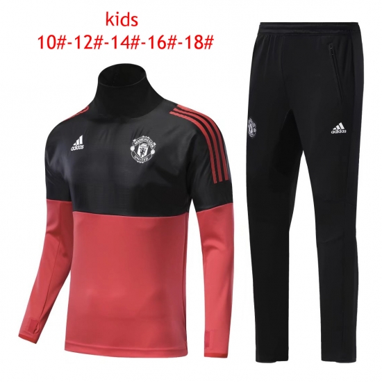 Kids Manchester United Training Suit Turtle Neck Black/Red 2017/18 - Click Image to Close