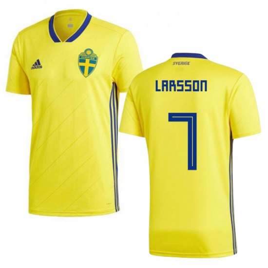 Sweden 2018 World Cup SEBASTIAN LARSSON 7 Home Shirt Soccer Shirt - Click Image to Close