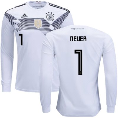 Germany 2018 World Cup MANUEL NEUER 1 Home Long Sleeve Shirt Soccer Jersey