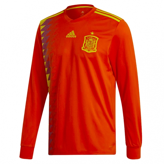Spain 2018 World Cup Home Long Sleeved Shirt Soccer Jersey - Click Image to Close