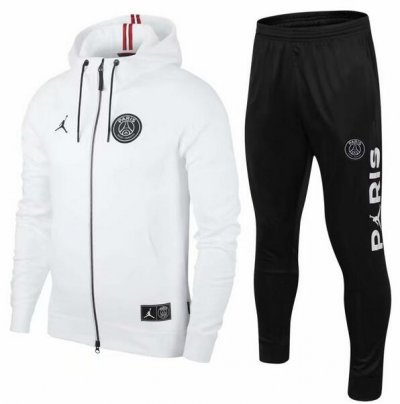 PSG x Jordan 2018/19 White Training Suit (Hoodie Jacket+Trouser)