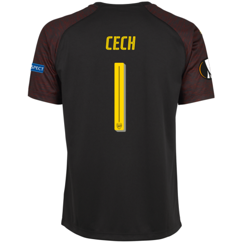 Arsenal 2018/19 Petr Cech 1 UEFA Europa Black Goalkeeper Shirt Soccer Jersey