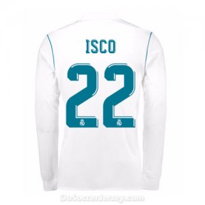 Real Madrid 2017/18 Home Isco #22 Long Sleeved Shirt Soccer Jersey