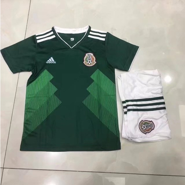 Mexico 2018 FIFA World Cup Home Kids Soccer Kit Children Shirt And Shorts