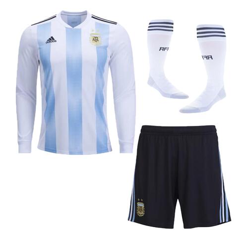 Argentina 2018 World Cup Home LS Soccer Whole Kits - Click Image to Close