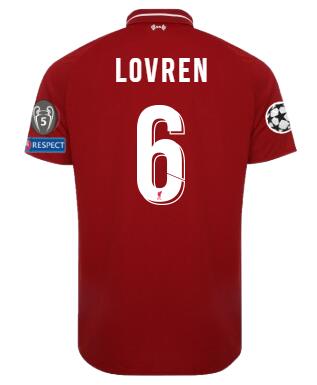 Liverpool 2018/19 Home LOVREN Shirt UCL Soccer Jersey