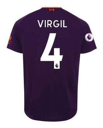 Liverpool 2018/19 VIRGIL VAN DIJK 4 Away Shirt Soccer Jersey
