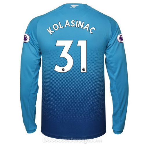 Arsenal 2017/18 Away KOLASINAC #31 Long Sleeved Shirt Soccer Jersey