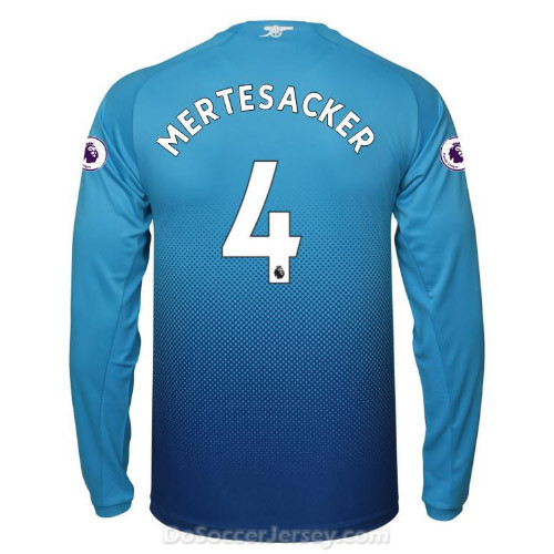 Arsenal 2017/18 Away MERTESACKER #4 Long Sleeved Shirt Soccer Jersey