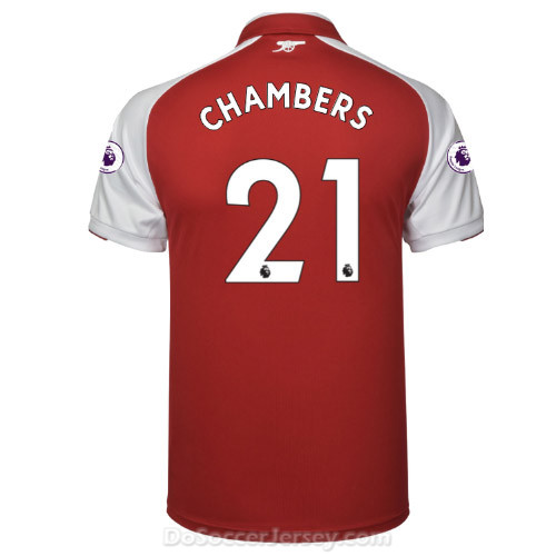 Arsenal 2017/18 Home CHAMBERS #21 Shirt Soccer Jersey - Click Image to Close