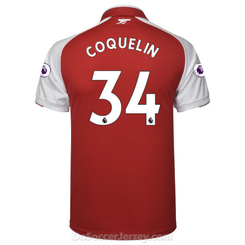 Arsenal 2017/18 Home COQUELIN #34 Shirt Soccer Jersey - Click Image to Close