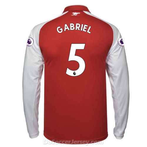 Arsenal 2017/18 Home GABRIEL #5 Long Sleeved Shirt Soccer Jersey