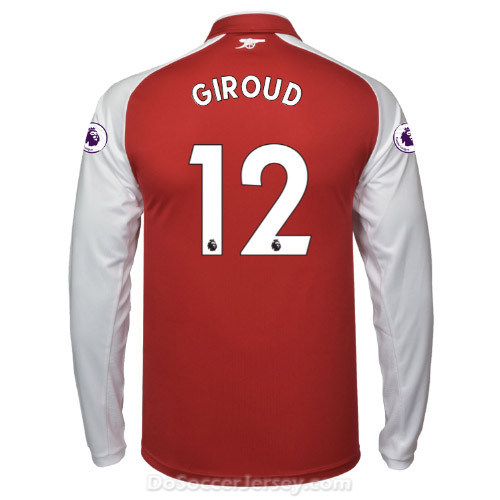 Arsenal 2017/18 Home GIROUD #12 Long Sleeved Shirt Soccer Jersey - Click Image to Close