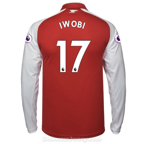 Arsenal 2017/18 Home IWOBI #17 Long Sleeved Shirt Soccer Jersey - Click Image to Close