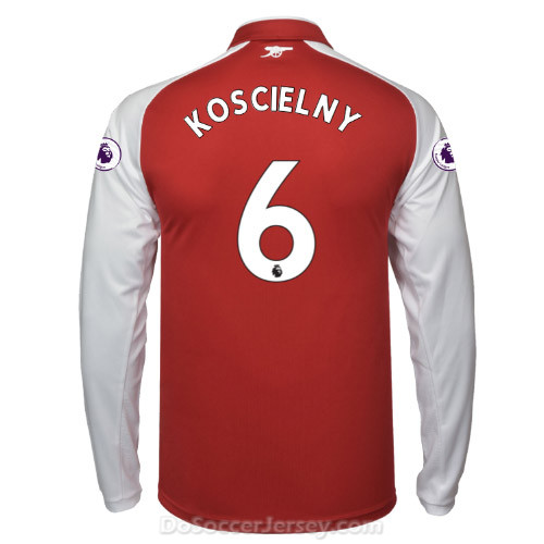Arsenal 2017/18 Home KOSCIELNY #6 Long Sleeved Shirt Soccer Jersey - Click Image to Close