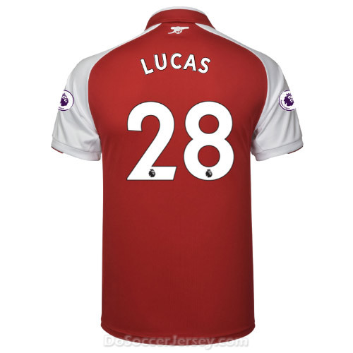 Arsenal 2017/18 Home LUCAS #28 Shirt Soccer Jersey - Click Image to Close