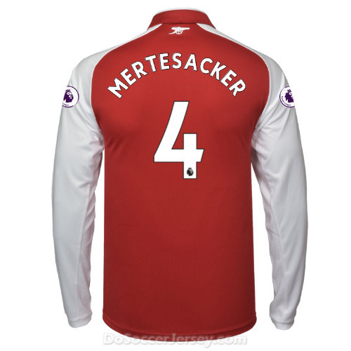 Arsenal 2017/18 Home MERTESACKER #4 Long Sleeved Shirt Soccer Jersey - Click Image to Close