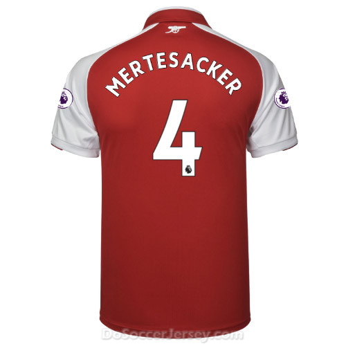 Arsenal 2017/18 Home MERTESACKER #4 Shirt Soccer Jersey - Click Image to Close