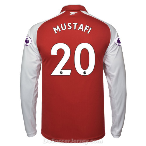 Arsenal 2017/18 Home MUSTAFI #20 Long Sleeved Shirt Soccer Jersey