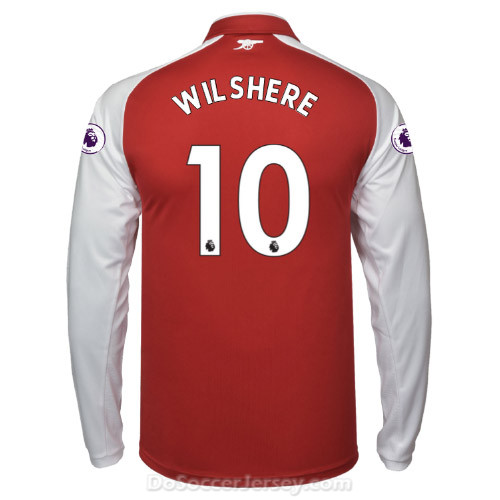 Arsenal 2017/18 Home WILSHERE #10 Long Sleeved Shirt Soccer Jersey - Click Image to Close