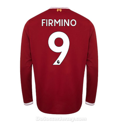 Liverpool 2017/18 Home Firmino #9 Long Sleeved Long Sleeved Shirt Soccer Jersey