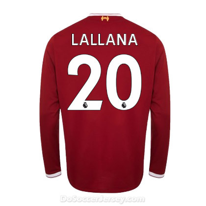 Liverpool 2017/18 Home Lallana #20 Long Sleeved Shirt Soccer Jersey