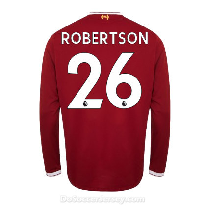 Liverpool 2017/18 Home Robertson #26 Long Sleeved Shirt Soccer Jersey - Click Image to Close
