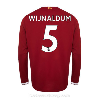 Liverpool 2017/18 Home Wijnaldum #5 Long Sleeved Shirt Soccer Jersey - Click Image to Close