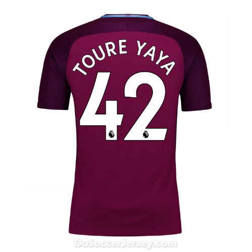 Manchester City 2017/18 Away Yaya Toure #42 Shirt Soccer Jersey - Click Image to Close