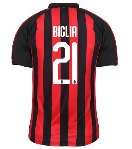 AC Milan 2018/19 BIGLIA 21 Home Shirt Soccer Jersey - Click Image to Close