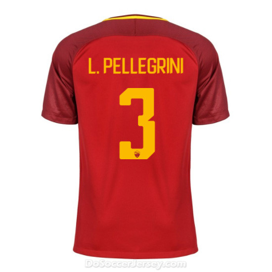 AS ROMA 2017/18 Home L. PELLEGRINI #3 Shirt Soccer Jersey - Click Image to Close