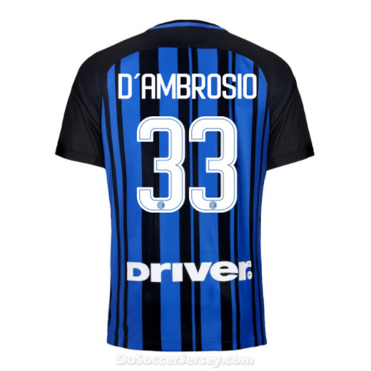 Inter Milan 2017/18 Home D'AMBROSIO #33 Shirt Soccer Jersey - Click Image to Close