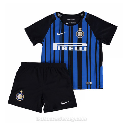 Inter Milan 2017/18 Home Kids Kit Children Shirt And Shorts - Click Image to Close