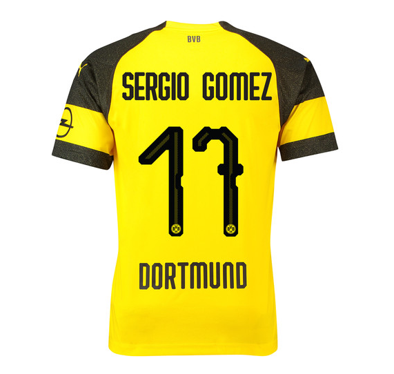 Borussia Dortmund 2018/19 Sergio Gomez 17 Home Shirt Soccer Jersey - Click Image to Close