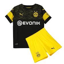 Borussia Dortmund 2018/19 Away Kids Soccer Jersey Kit Children Shirt + Shorts - Click Image to Close