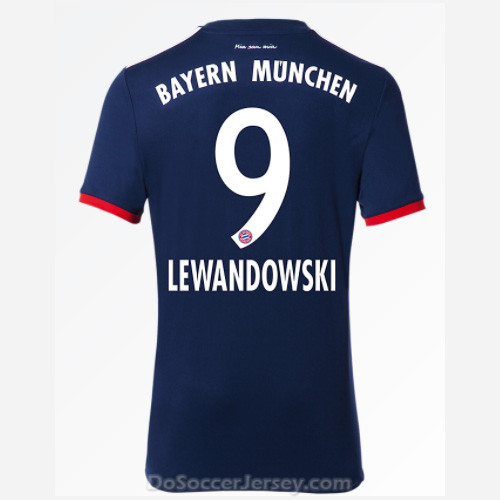 Bayern Munich 2017/18 Away Lewandowski #9 Shirt Soccer Jersey - Click Image to Close