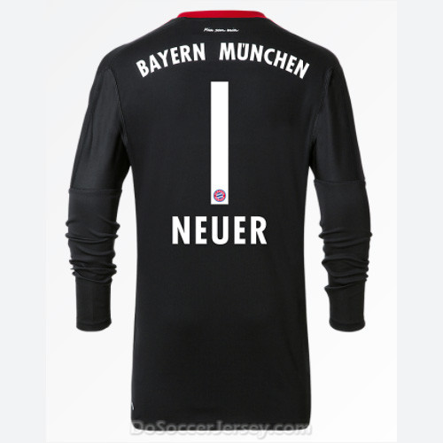 Bayern Munich 2017/18 Goalkeeper Neuer #1 Black Long Sleeved Shirt - Click Image to Close