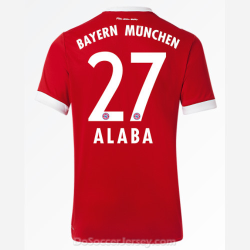 Bayern Munich 2017/18 Home Alaba #27 Shirt Soccer Jersey - Click Image to Close