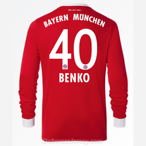 Bayern Munich 2017/18 Home Benko #40 Long Sleeved Soccer Shirt - Click Image to Close