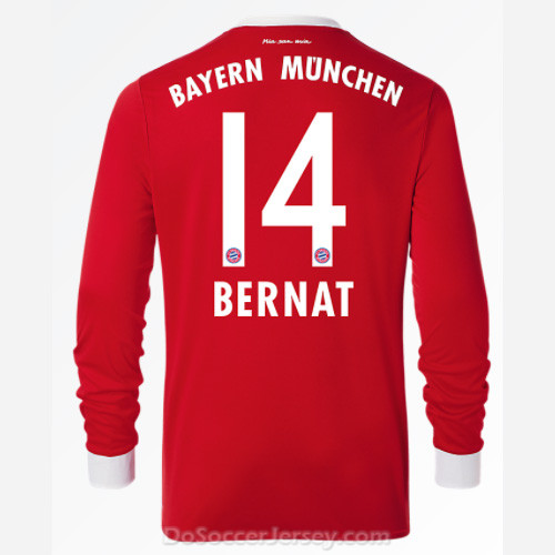 Bayern Munich 2017/18 Home Bernat #14 Long Sleeved Soccer Shirt - Click Image to Close