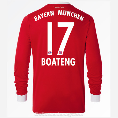 Bayern Munich 2017/18 Home Boateng #17 Long Sleeved Soccer Shirt - Click Image to Close