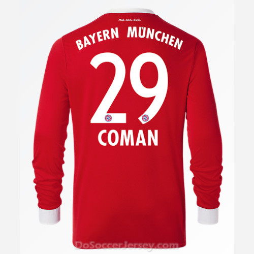 Bayern Munich 2017/18 Home Coman #29 Long Sleeved Soccer Shirt - Click Image to Close