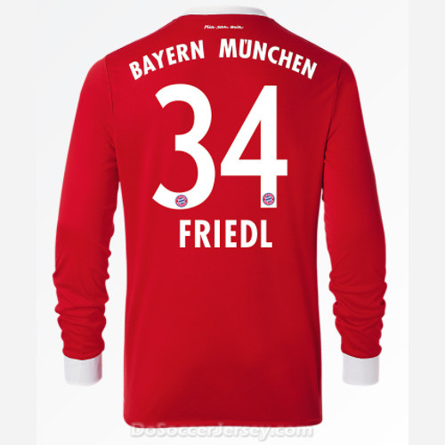 Bayern Munich 2017/18 Home Friedl #34 Long Sleeved Soccer Shirt - Click Image to Close