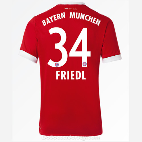 Bayern Munich 2017/18 Home Friedl #34 Shirt Soccer Jersey - Click Image to Close
